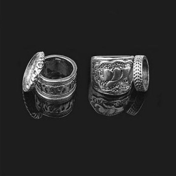 Tribal Ethnic Statement Ring Set of 4 Bohemian Boho Hippie Style Jewelry - Picture 4 of 7